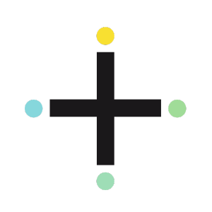 Positive - Plus sign with colourful dots